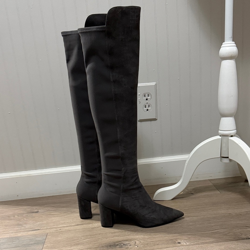 Stewart Weitzman Elegant grey Knee-High Women's Boots new real suede leather